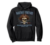 Martha's Vineyard MA Pirate Skull Since 1642 Ciano Felpa con Cappuccio