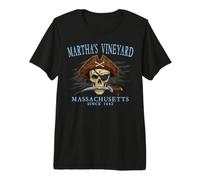 Martha's Vineyard MA Pirate Skull Since 1642 Ciano Maglietta Premium