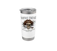 Martha's Vineyard MA Pirate Skull Since 1642 Nero Bicchiere termico in acciaio inox doppia parete