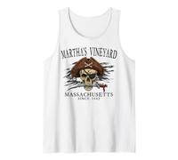 Martha's Vineyard MA Pirate Skull Since 1642 Nero Canotta