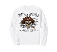 Martha's Vineyard MA Pirate Skull Since 1642 Nero Felpa