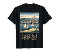 Martha's Vineyard Massachusetts Coastal Harbour Arte Vintage Maglietta
