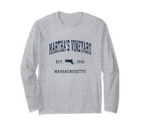 Martha's Vineyard Massachusetts MA Vintage Athletic Navy Spot Maglia a Manica