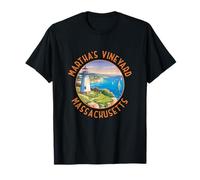 Martha's Vineyard Massachusetts Retro Distressed Circle Maglietta