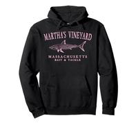 Martha's Vineyard Massachusetts Shark Arcuate Pink Letters Felpa con Cappuccio