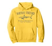 Martha's Vineyard Massachusetts Shark Navy Blue Lettere Felpa con Cappuccio