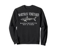 Martha's Vineyard Massachusetts Shark Retro Arcuato Bianco Felpa