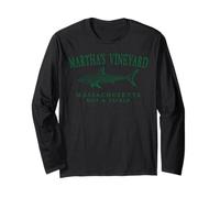 Martha's Vineyard Massachusetts Shark Retro Arcuato Verde Maglia a Manica