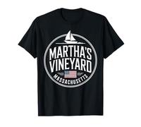 Marthas Vineyard Massachusetts Vintage Barca a Vela Souvenir Maglietta