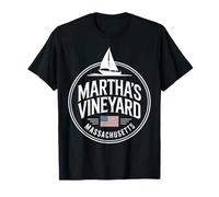 Marthas Vineyard Massachusetts Vintage Barca a Vela Souvenir Maglietta