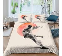 martial artist in motioncopripiumino microfibra morbida 3 Pezzi stampa di 3D cerniera nascosta ink wash style Set Di Copripiumino incluso federe aiosa morbida for adolescenti Super king（260x220cm）