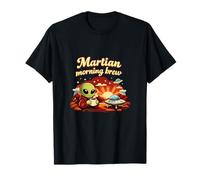 Martian Mattina Brew Carino UFO Alien Coffee Pun Maglietta