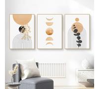 Martin Kench Set di 3 poster con foglie bohémien, set di immagini astratte da parete per soggiorno, camera da letto (senza cornice) (K,40 x 50 cm)