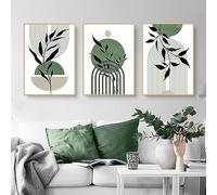 Martin Kench Set di 3 poster di alta qualità, astratto verde foglie, poster artistici con stampa moderna, decorazione da parete per soggiorno, camera da letto, senza cornice
