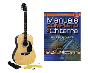 Martin Smith Kit Di Chitarra Acustica Con Plettri Di Chitarra Chitarra Stringhe Di Cinghia Della Chitarra Naturale & Manuale Completo Di Chitarra. Corso Per Principianti. Con Espansione Online