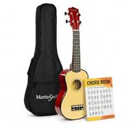 Martin Smith Ukulele Soprano 21 Pollici Starter Set con Custodia, Naturale | Ukulele soprano a 4 corde con custodia e libro accordi per bambini, adulti e principianti, casa e scuola