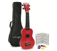 Martin Smith Ukulele Soprano 21 Pollici Starter Set con Custodia, Rosso | Ukulele soprano a 4 corde con custodia e libro accordi per bambini, adulti e principianti, casa e scuola