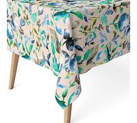 Martina Home Tovaglia resinata Acuarela, 250 x 140 cm, colore: blu