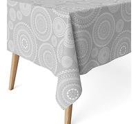 Martina Home Tovaglia resinata Mandala, 220 x 140 cm, colore: grigio