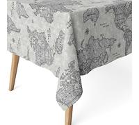 Martina Home Tovaglia resinata Mapamundi, 180 x 140 cm, colore: grigio