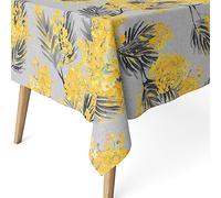 Martina Home Tovaglia resinata Mimosa, 220 x 140 cm, colore: grigio