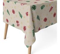 Martina Home Tovaglia resinata Piñas, 200 x 140 cm, colore: verde