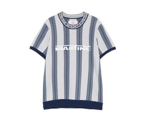Martine Rose - Girocollo a Coste con Logo Jacquard - - Tops - Uomo - Blu - M