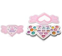 Martinelia Palette trucco per bambini Super Girl You Rock - Palette ombretti per bambini 12 ombretti luccicanti, 3 ombretti grassi, 6 rossetti e 2 pennelli, senza prodotti nocivi