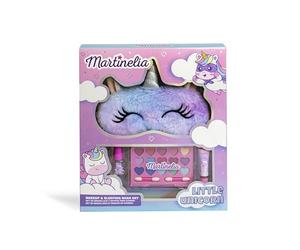MARTINELIA - Set trucco per bambini e maschera da notte unicorno - tavolozza di 15 ombretti + 2 applicatori + 1 smalto per unghie + 1 lucido + 1 maschera per dormire - regalo per ragazza dai 3 anni