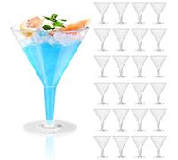 Martini - 25 bicchieri in plastica, 200 ml, riutilizzabili, in plastica, trasparenti, con manico, per anniversari, feste, compleanni, matrimoni