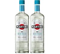 MARTINI Bianco Vermouth Aperitivo, 14,5% ABV, 100cl / 1L, Vermouth Italiano Infuso con Erbe Aromatiche e Fiori (Confezione da 2)