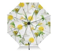 Martini Bloom Lemon Ombrelli Estivi per Sole Spf 50 Ombrello Pieghevole Compatto Da Viaggio Nero Automatico Goth Ombrello con Copertura per Pioggia & Sole