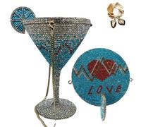 Martini Glass Purse for Women,Cocktail Goblet Evening Clutch Bag,Funny Wedding Party Prom Handbag