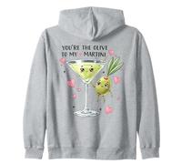 Martini Olive, Simpatico Gioco di Parole d'Amore, Design a Forma di Coppia Felpa con Cappuccio