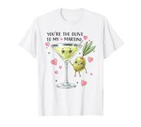 Martini Olive, Simpatico Gioco di Parole d'Amore, Design a Forma di Coppia Maglietta