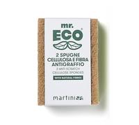 martini SPA - Mr Eco - Spugna doppia azione, cellulosa e fibra antigraffio, colore verde e marrone, 10x7x2 cm, 32g, 2 unità - Made in Italy -