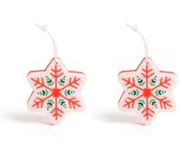 martini SPA - Xmas Collection - Spugna a forma di fiocco di neve in poliuretano con cordino, colore rosso e bianco, 12.7x11x2.8cm, 22g, 1 unità - MADE IN ITALY - (Confezione da 2)