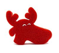 martini SPA - Xmas Collection - Spugna corpo soft sagomata Renna con cordino, in poliuretano, colore rosso, 16x16x4cm, 13g, 1 unità