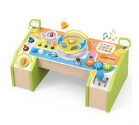 Martiount Gioco Montessori in Legno con Volante Busy Board per Bambini - Cruscotto Interattivo di Guida con Suoni e Luci - Giocattolo Sensoriale Educativo per Bambini e Bambine in età Prescolare