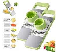 Martivex 6-in-1 Mandoline Vegetable Food Slicer, Kitchen Multi-Functions Spiral Cutter and Dicer Stainless Steel Blades with Handheld Container,for Slicing, Shredding and Dicing (2pcs)