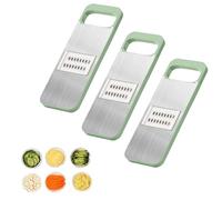 Martivex Slicer,6-in-1 Vegetable Cutter, Hand Held Slicer, with Stainless Steel Blades for Slicing, Shredding, Julienne, Waffle Cuts, Fruits, Cheese, and Vegetables. (THREE)