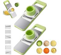 Martivex Slicer, 6-in-1 Vegetable Cutter, Multi-purpose Kitchen Tool with Stainless Steel Blades for Slicing,Shredding,Julienne,Waffle Cuts,Fruits,Cheese,and Vegetables,Fast Fuss-Free (2Pcs)