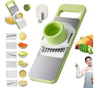 Martivex Slicer - Martivex 6-in-1 Safeprep Mandoline Slicer, Multi-Purpose Kitchen Tool with Stainless Steel Blades for Slicing, Shredding, Julienne, Slide-on Hand Guard (1pc)
