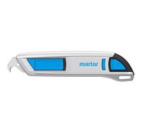 MARTOR Coltello di sicurezza con rientro lama e lama a uncino, SECUNORM 500, cutter professionale, alluminio, per destrorsi e mancini, certificato GS