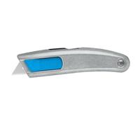 MARTOR Coltello di sicurezza non verniciato con lama trapezoidale in acciaio inox, rientro lama, SECUPRO MEGASAFE, cutter professionale, alluminio, per destrorsi e mancini, logistica, certificato GS