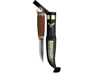Marttiini Eagle Damascus acciaio damasco/betulla riccia trattata termicamente* & bronzo/pelle/numera