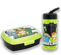 MARUKATSU Set portapranzo e borraccia per bambini, 410 ml, per scuola e asilo, contenitore per il pranzo per la scuola, riutilizzabile, senza BPA (Minecraft)