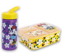 MARUKATSU Set portapranzo per bambini con scomparti e borraccia da 410 ml, per bambini e ragazze, contenitore per il pranzo scolastico + borraccia riutilizzabile (Minnie)