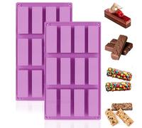 MARUKO 2 stampi rettangolari in silicone, per barrette di cioccolato, cereali, per cioccolato, tartufi, pane, brownie, pane di mais, cheesecake, burro (viola)