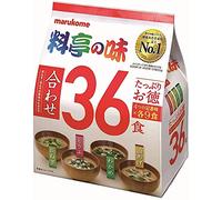 Marukome Zuppa Miso Ryotei no Aji 4 Sapori, Confezione da 36 Zuppe Miso Istantanee Giapponesi (Alghe Wakame, Cipolle Verdi, Tofu, Aburaage)